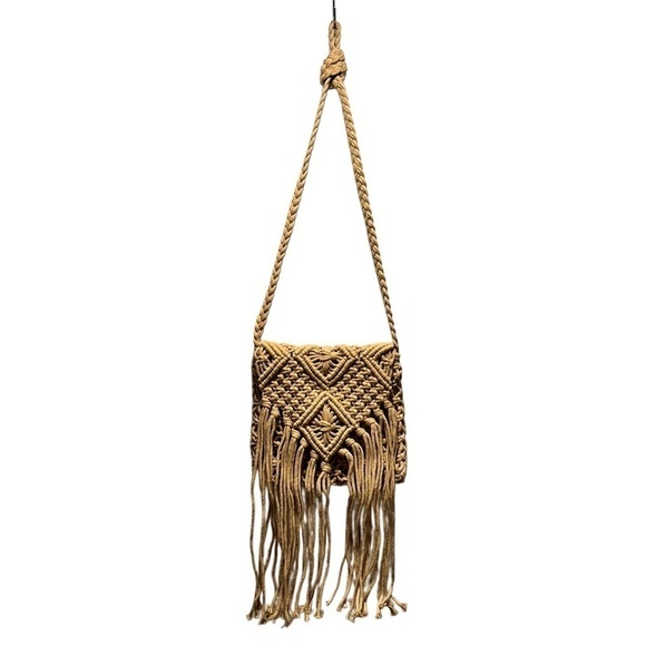 NEW Crochet Tassle Hipster Crossbody Bag Handwoven Straw Braided Bohemian Zipper - Picture 4 of 11